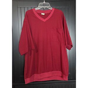 VTG Haband Shirt Men’s XL Ribbed Knit Red V Neck Short Sleeve‎ Pullover Casual